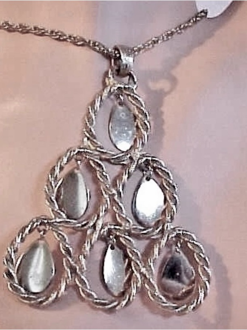 Vintage Necklace Tiers of Dangling Teardrops Gold Tone 1960s